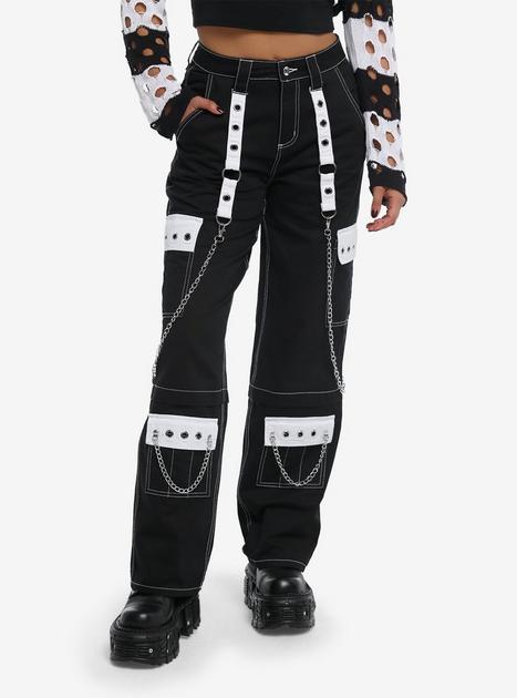 Black & White Grommet Chain Carpenter Pants | Hot Topic