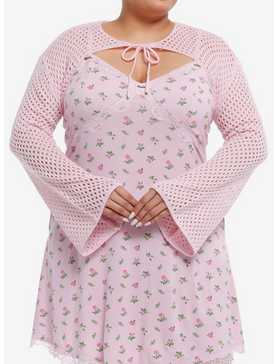 Sweet Society Pink Knit Bolero Girls Crop Shrug Plus Size, , hi-res