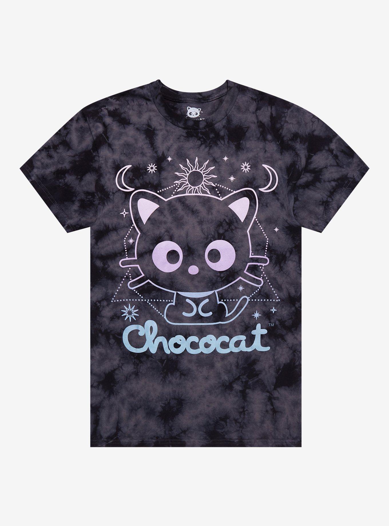 Chococat Celestial Grey Tie-Dye Boyfriend Fit Girls T-Shirt