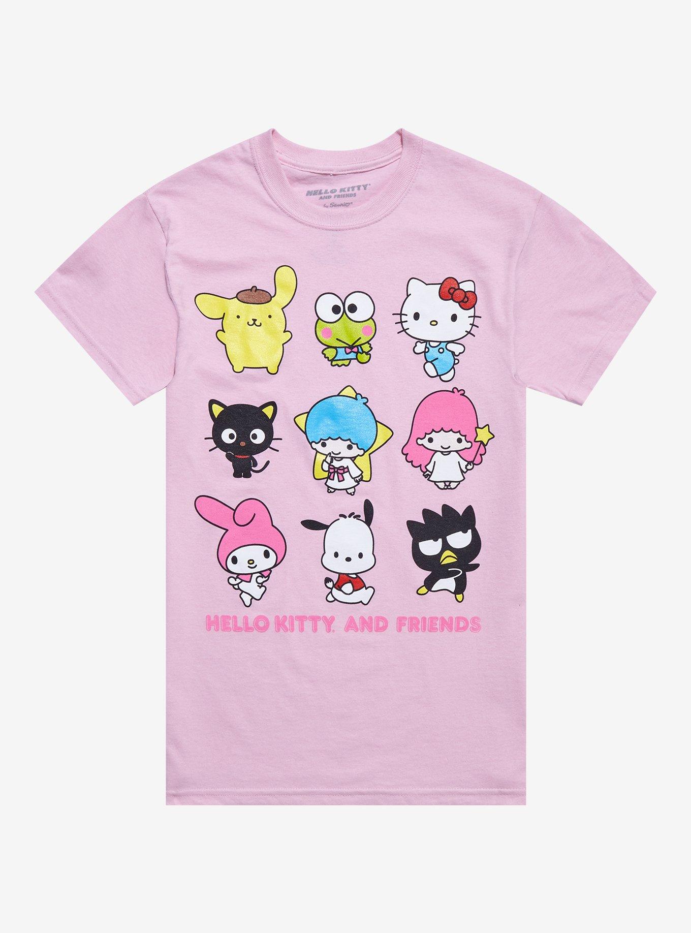 Hello Kitty And Friends Grid Boyfriend Fit Girls T-Shirt