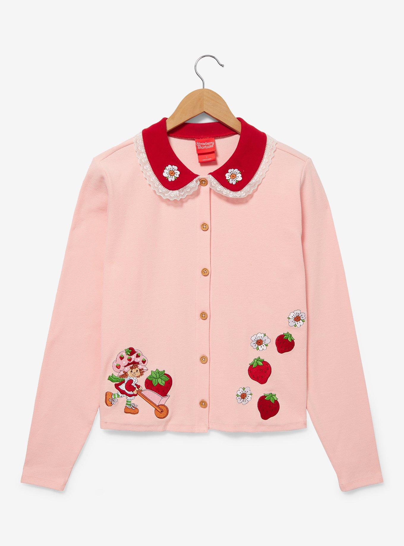 Strawberry Shortcake Portrait Collared Women's Plus Size Cardigan - BoxLunch Exclusive, , hi-res