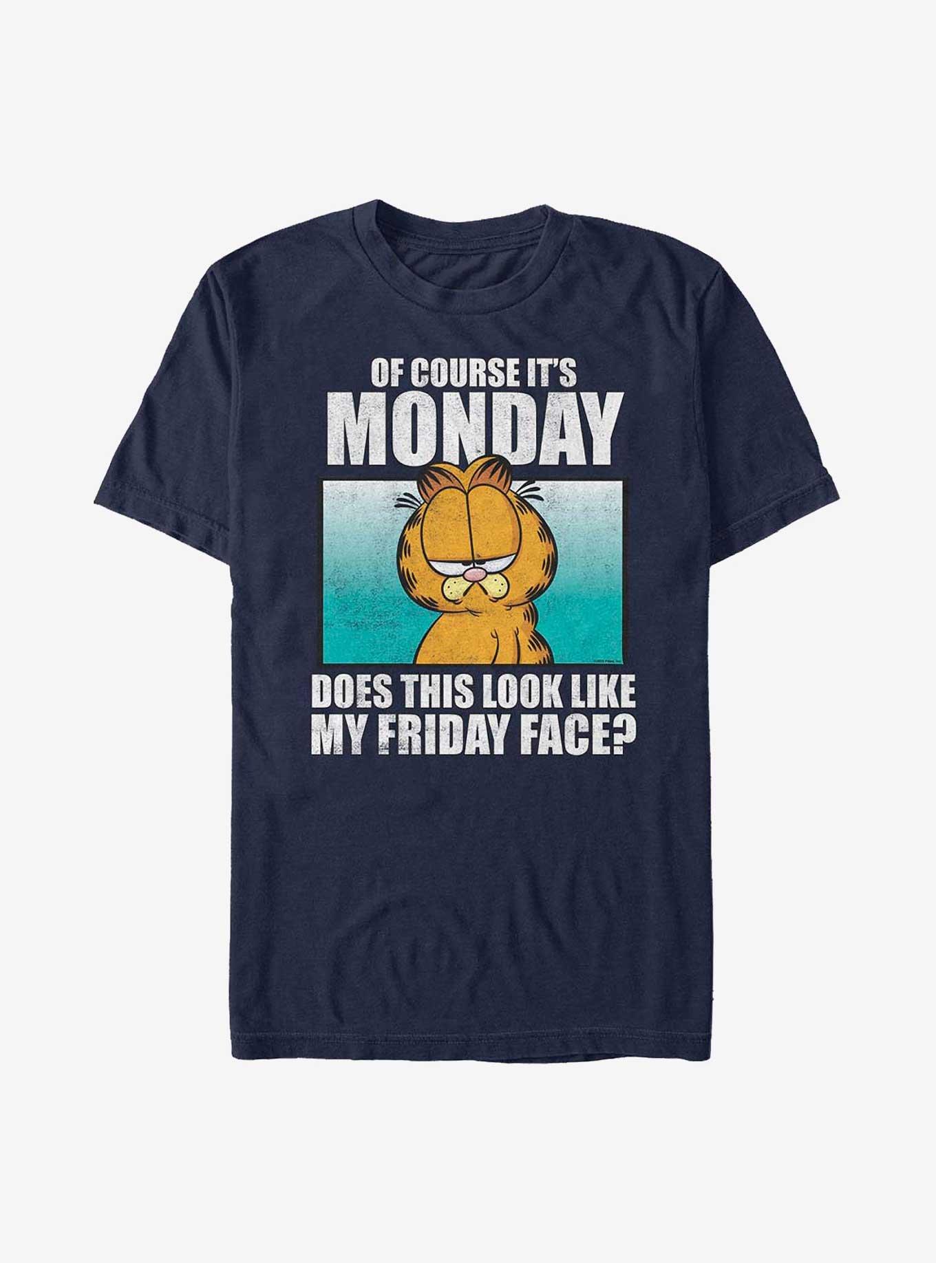 Garfield Monday Meme Extra Soft T-Shirt, NAVY, hi-res