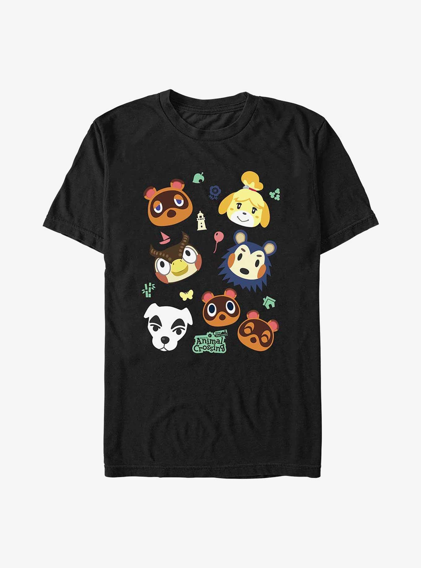 Nintendo Animal Crossing Faces Extra Soft T-Shirt, BLACK, hi-res