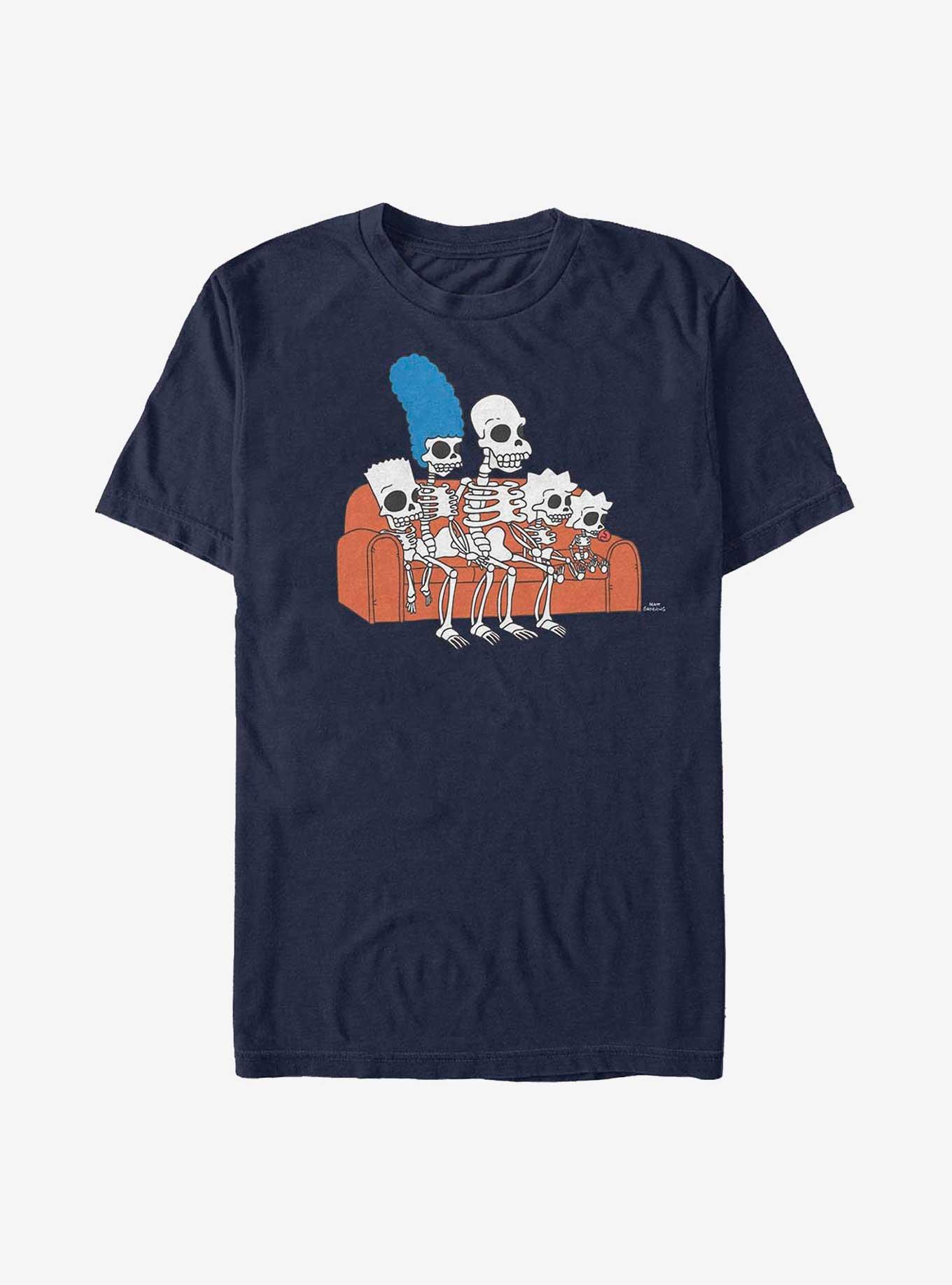 The Simpsons Skeleton Family Couch Extra Soft T-Shirt, NAVY, hi-res