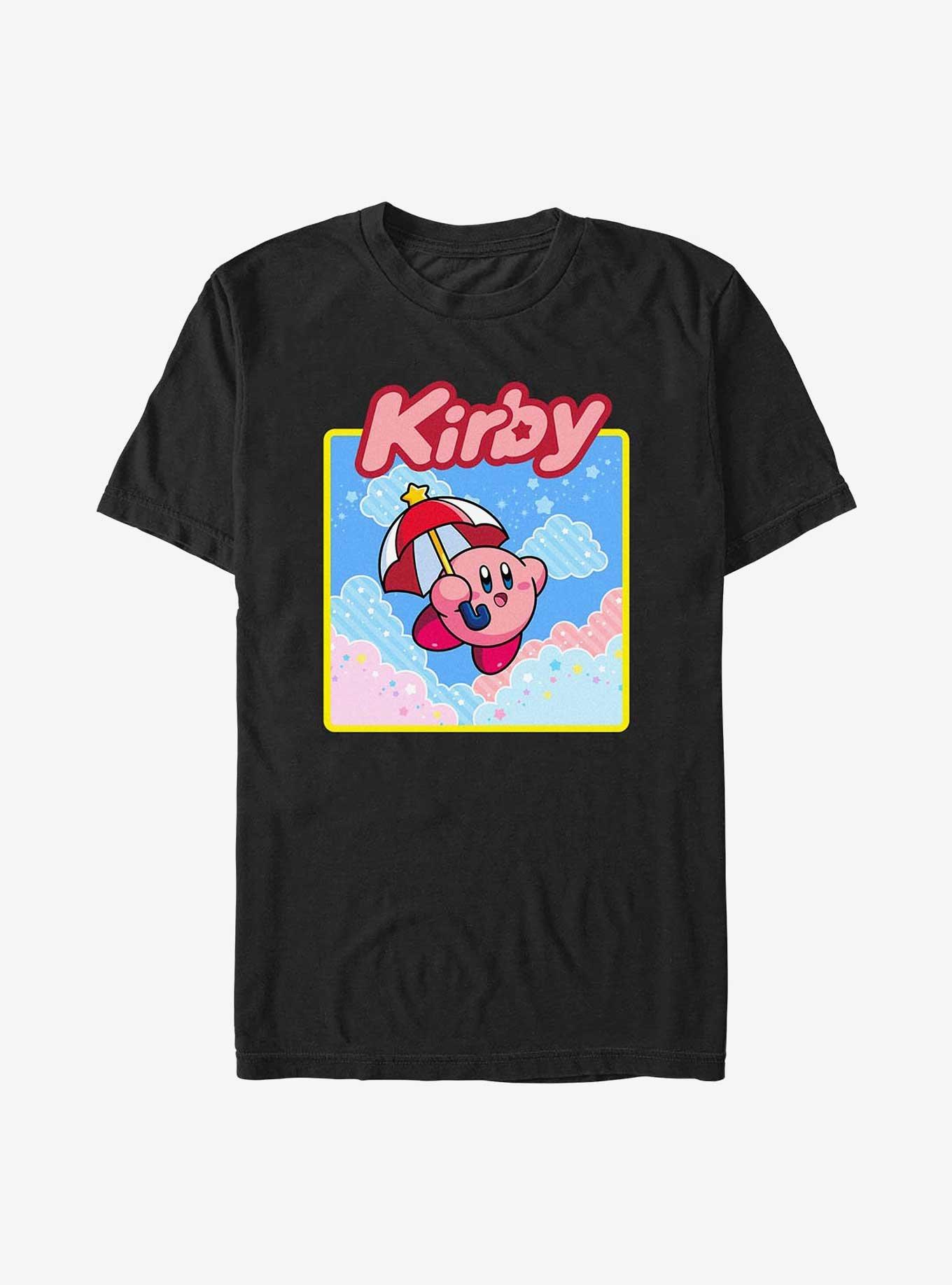 Nintendo Kirby Starry Umbrella Extra Soft T-Shirt, BLACK, hi-res