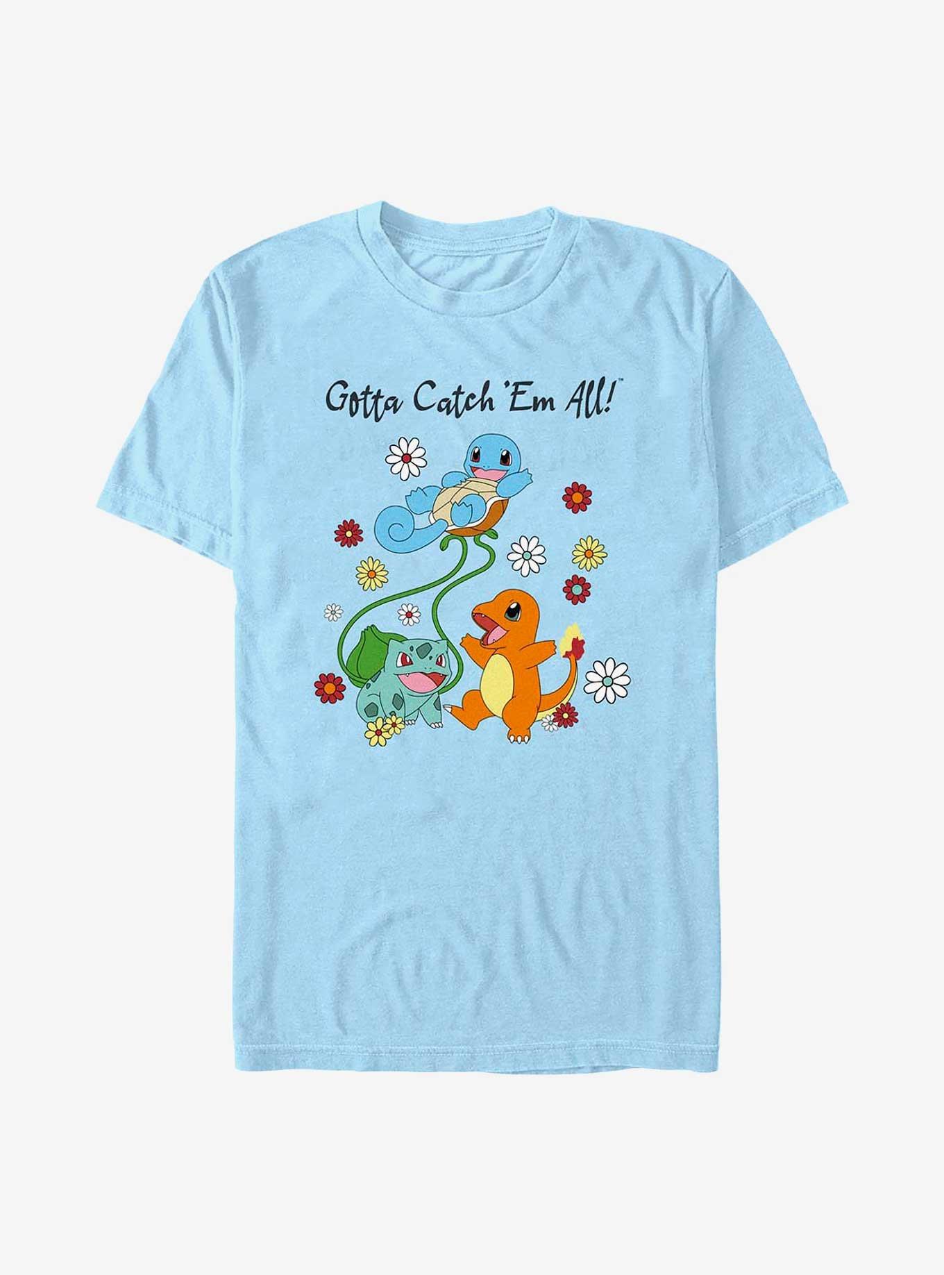 Pokemon Catch Em All Flowers Extra Soft T-Shirt