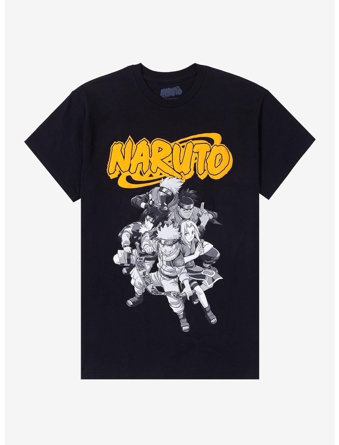 Naruto Shippuden Group Puffed Ink T-Shirt, BLACK, hi-res