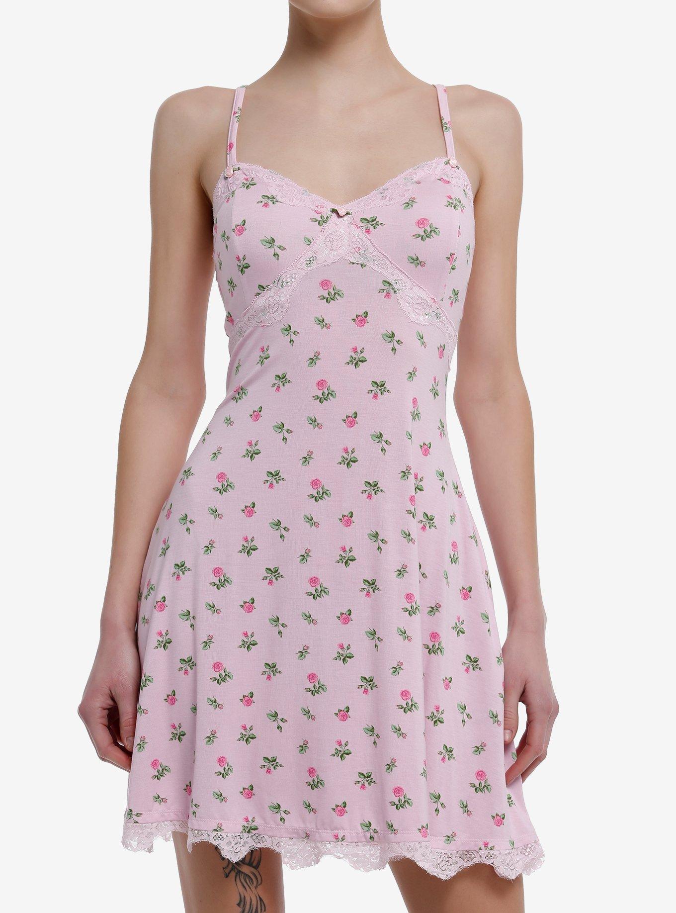Sweet Society Pink Dainty Rose Slip Dress, PINK, hi-res