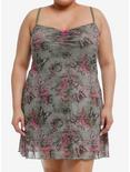 Sweet Society Pink & Green Butterfly Mesh Cami Dress Plus Size, PINK, hi-res