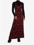 Black & Red Flower Twofer Turtleneck Maxi Dress, RED, hi-res
