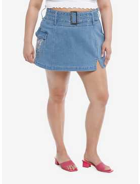 Sweet Society® Butterfly Rhinestone Denim Mini Skirt Plus Size, , hi-res