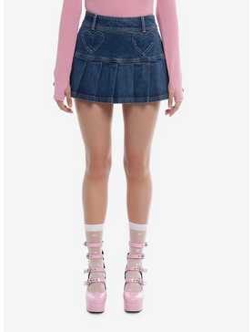 Sweet Society™ Heart Patch Pleated Denim Skirt, , hi-res
