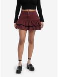 Burgundy Tiered Ruffle Skirt, KHAKI, hi-res
