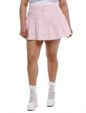 Pink Heart Lace Tiered Ruffle Skirt Plus Size, , hi-res