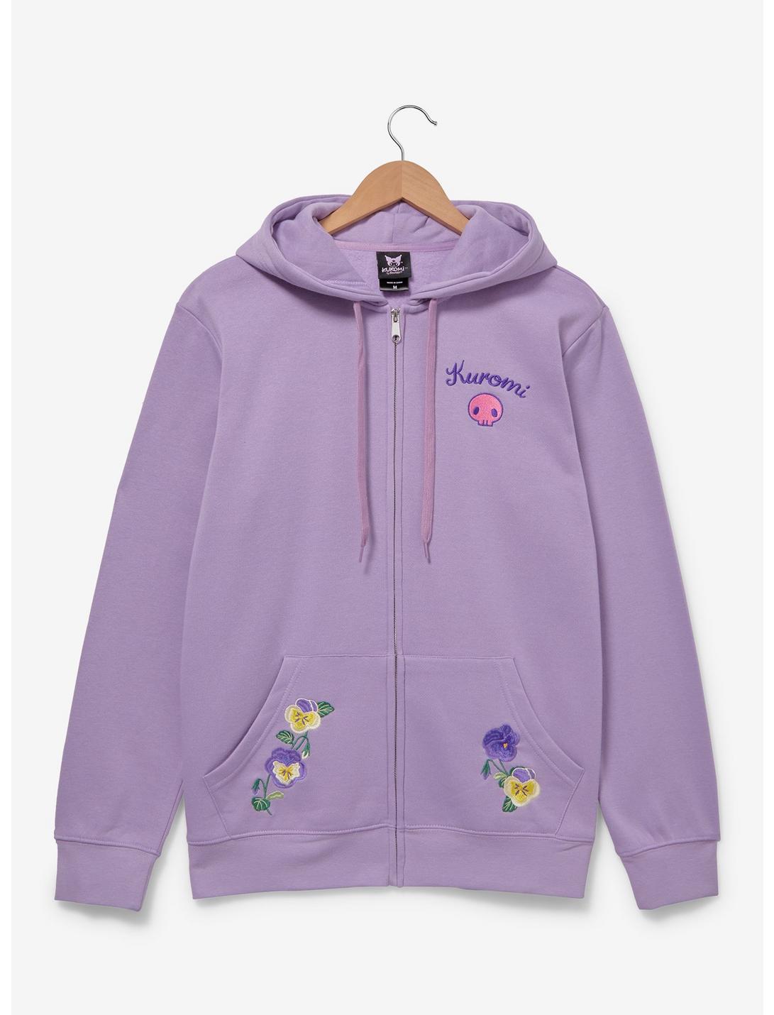 Sanrio Kuromi Floral Zippered Hoodie - BoxLunch Exclusive, LILAC, hi-res