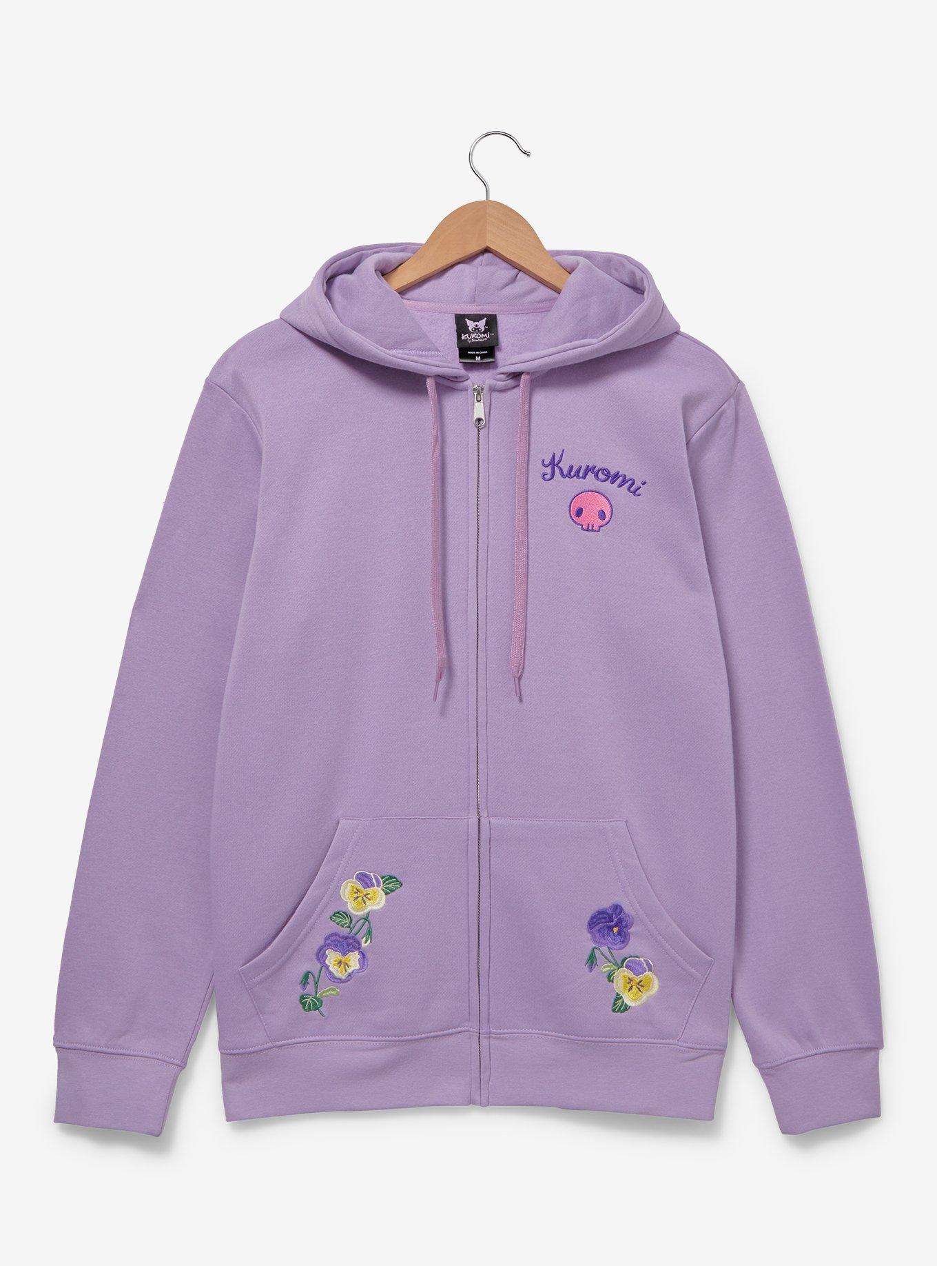 Sanrio Kuromi Floral Zippered Hoodie - BoxLunch Exclusive, LILAC, hi-res