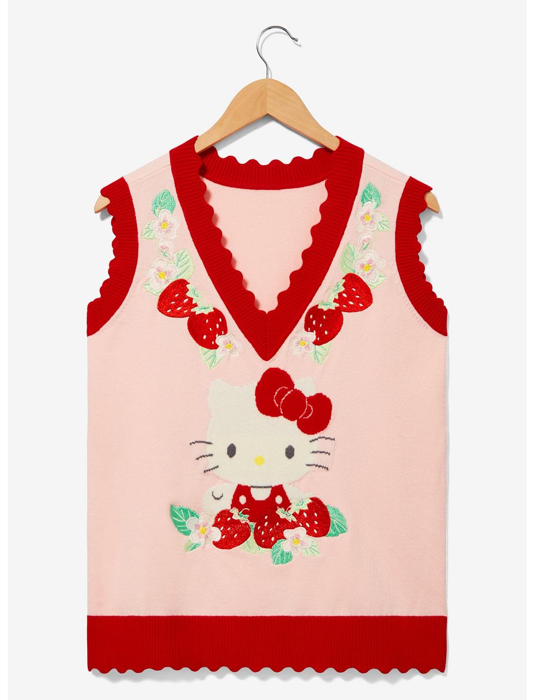 Sanrio Hello Kitty Strawberry Floral Women's Vest — BoxLunch Exclusive, LIGHT PINK, hi-res