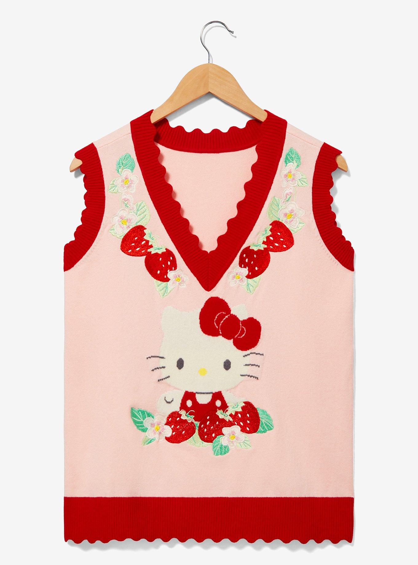 Sanrio Hello Kitty Strawberry Floral Women's Vest — BoxLunch Exclusive, LIGHT PINK, hi-res