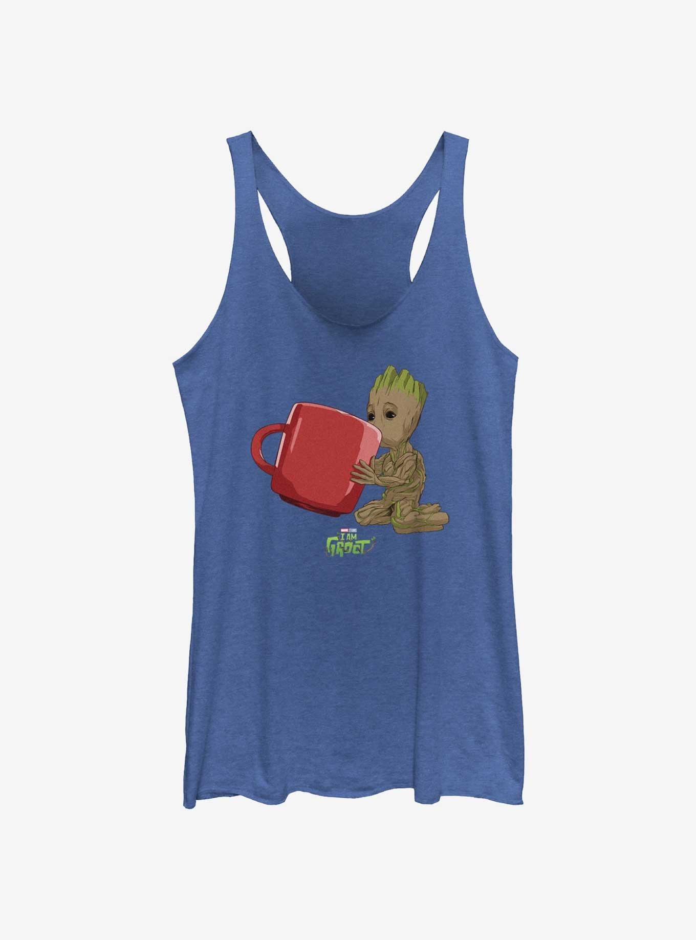 Marvel Guardians Of The Galaxy Groot Drinking Girls Raw Edge Tank, , hi-res