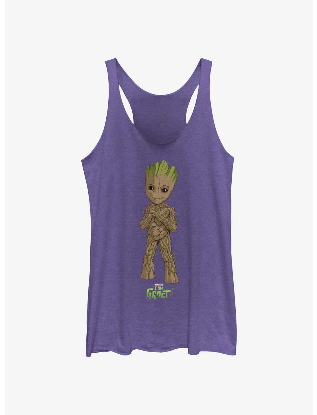 Marvel Guardians Of The Galaxy Cute Groot Girls Raw Edge Tank, PUR HTR, hi-res