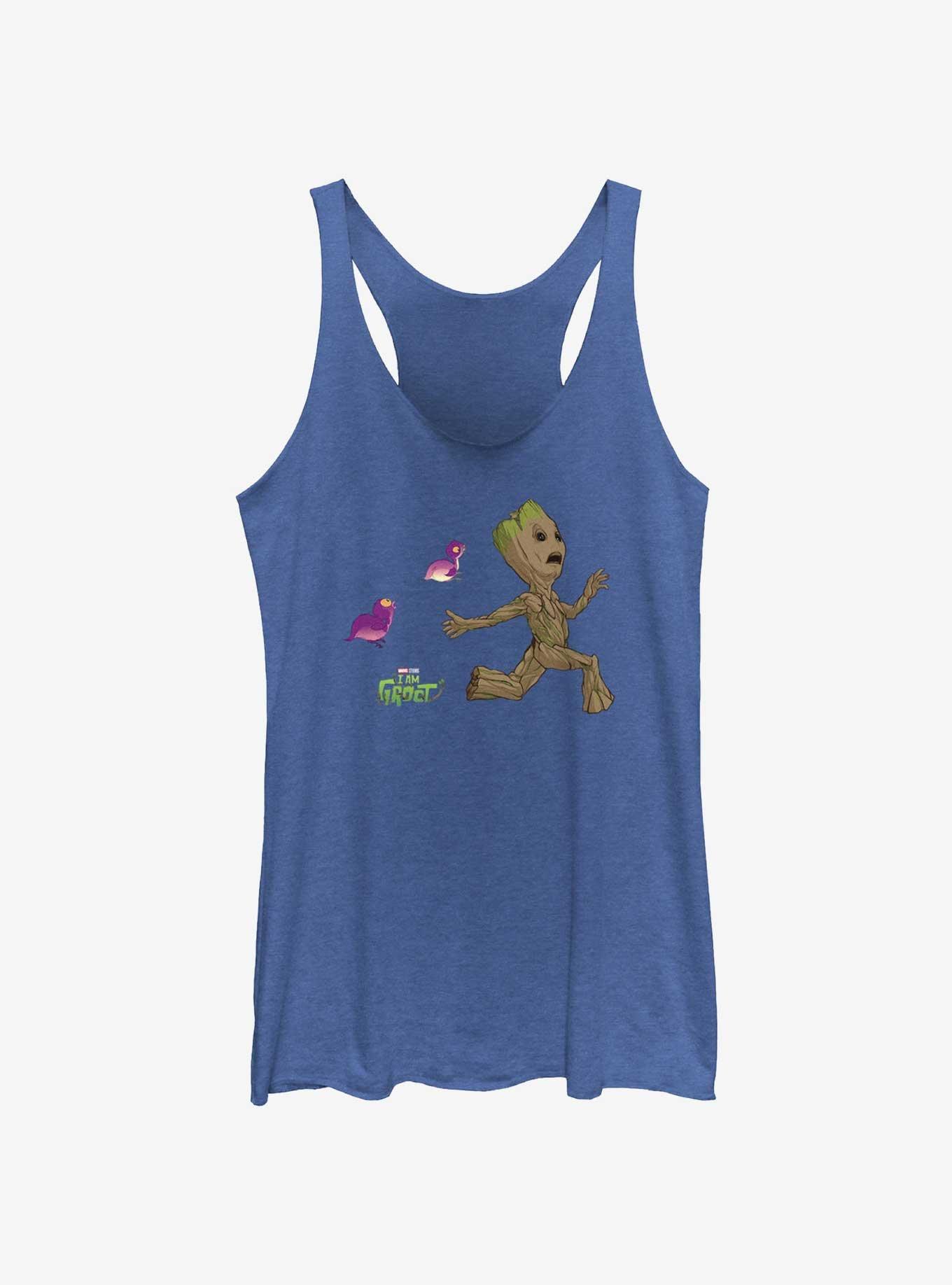 Marvel Guardians Of The Galaxy Groot And Birds Girls Raw Edge Tank