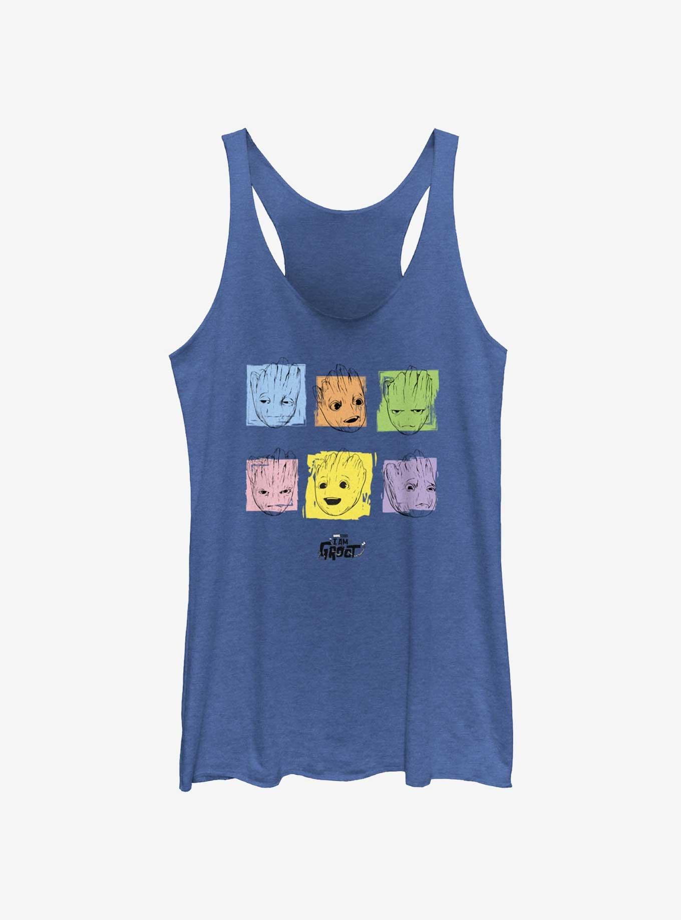 Marvel Guardians Of The Galaxy I Am Groot Colors Faces Girls Raw Edge Tank, , hi-res