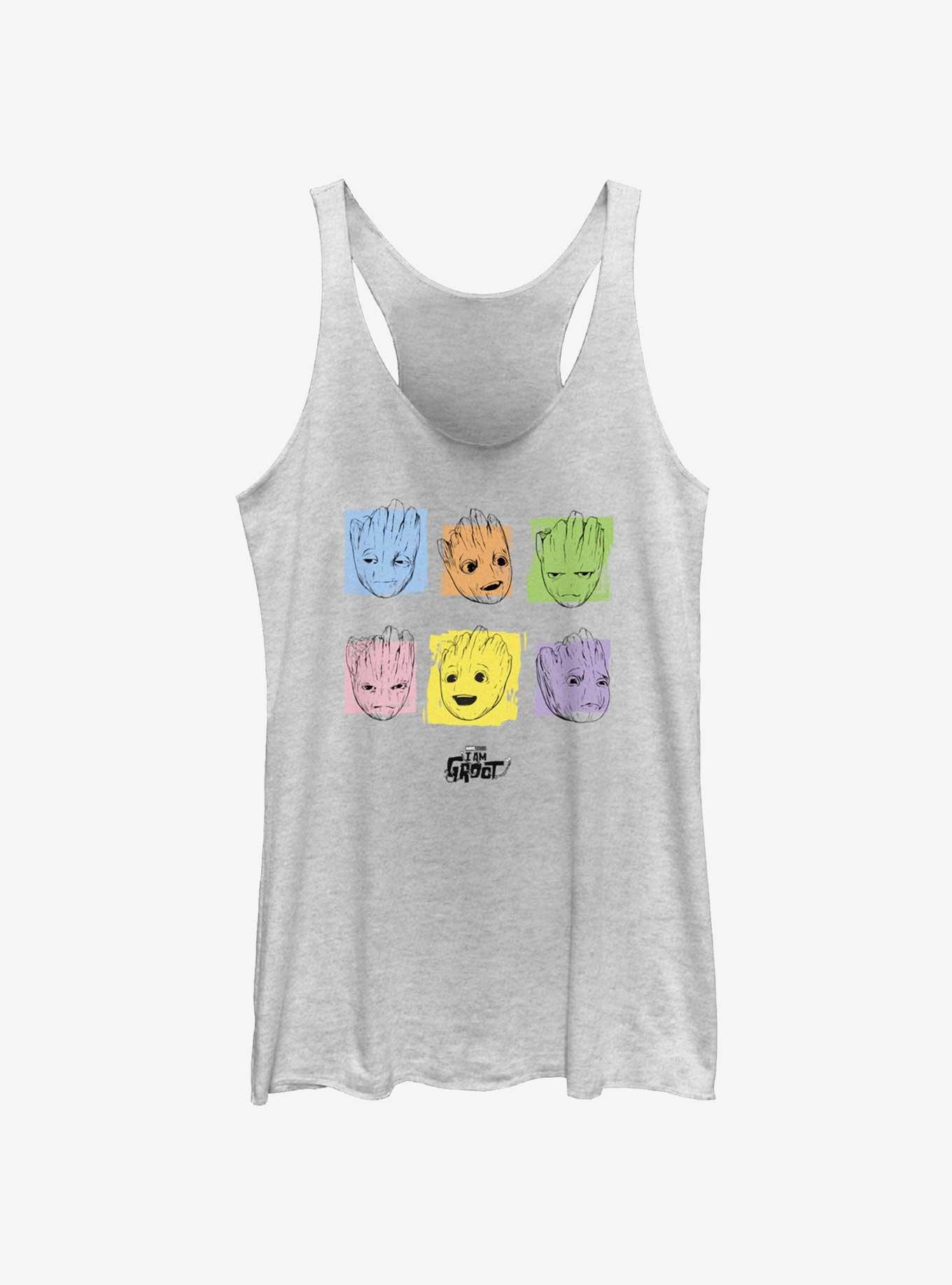 Marvel Guardians Of The Galaxy I Am Groot Colors Faces Girls Raw Edge Tank, , hi-res
