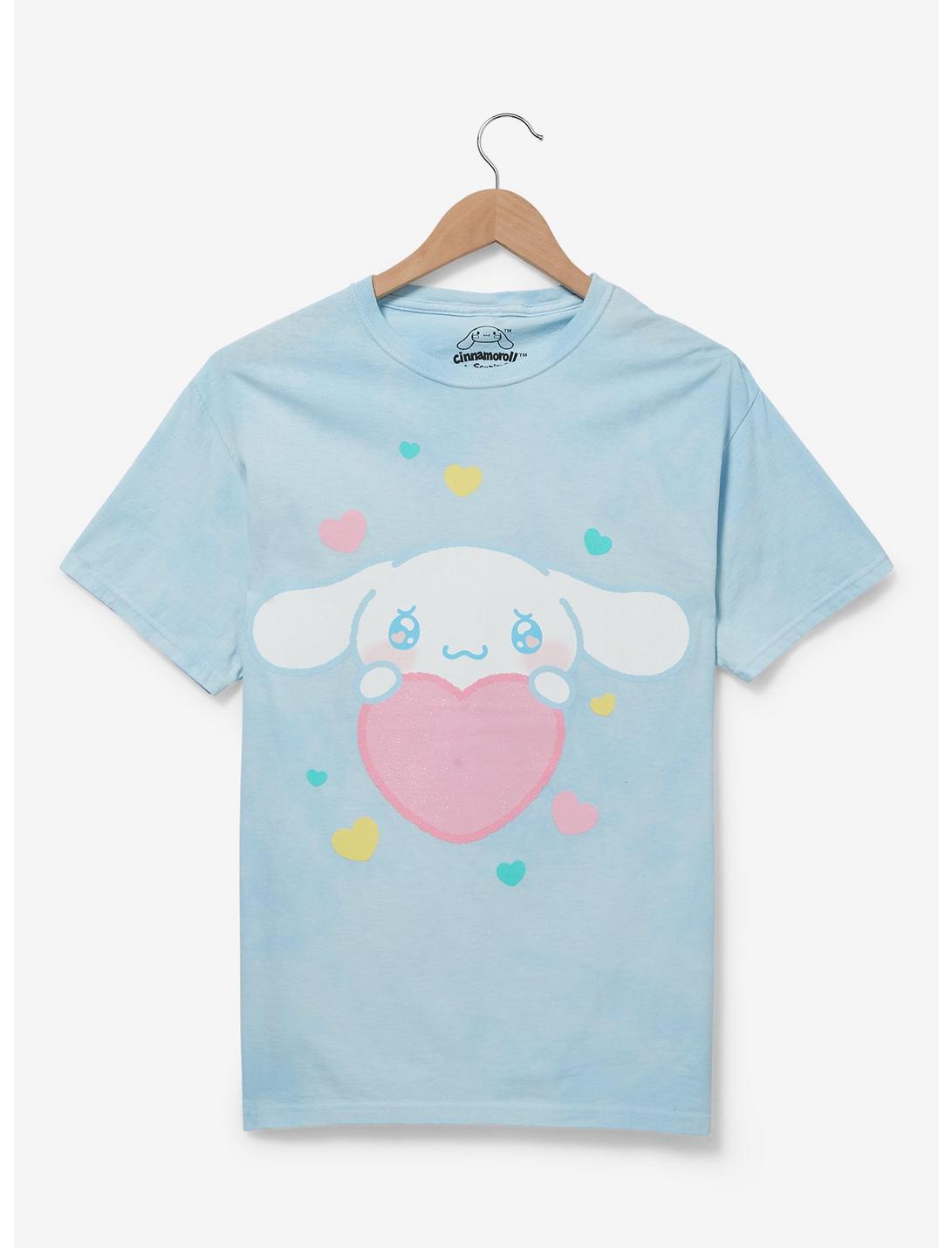 Sanrio Emo-Kyun Cinnamoroll Glitter Heart Women's T-Shirt - BoxLunch Exclusive, LIGHT BLUE, hi-res