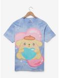 Sanrio Emo-Kyun Pompompurin Glitter Heart Women's T-Shirt - BoxLunch Exclusive, LIGHT PURPLE, hi-res