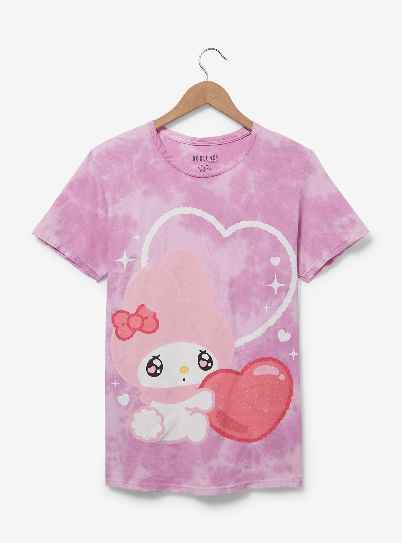 Sanrio Emo-Kyun My Melody Glitter Heart Women's T-Shirt - BoxLunch Exclusive, LIGHT PINK, hi-res
