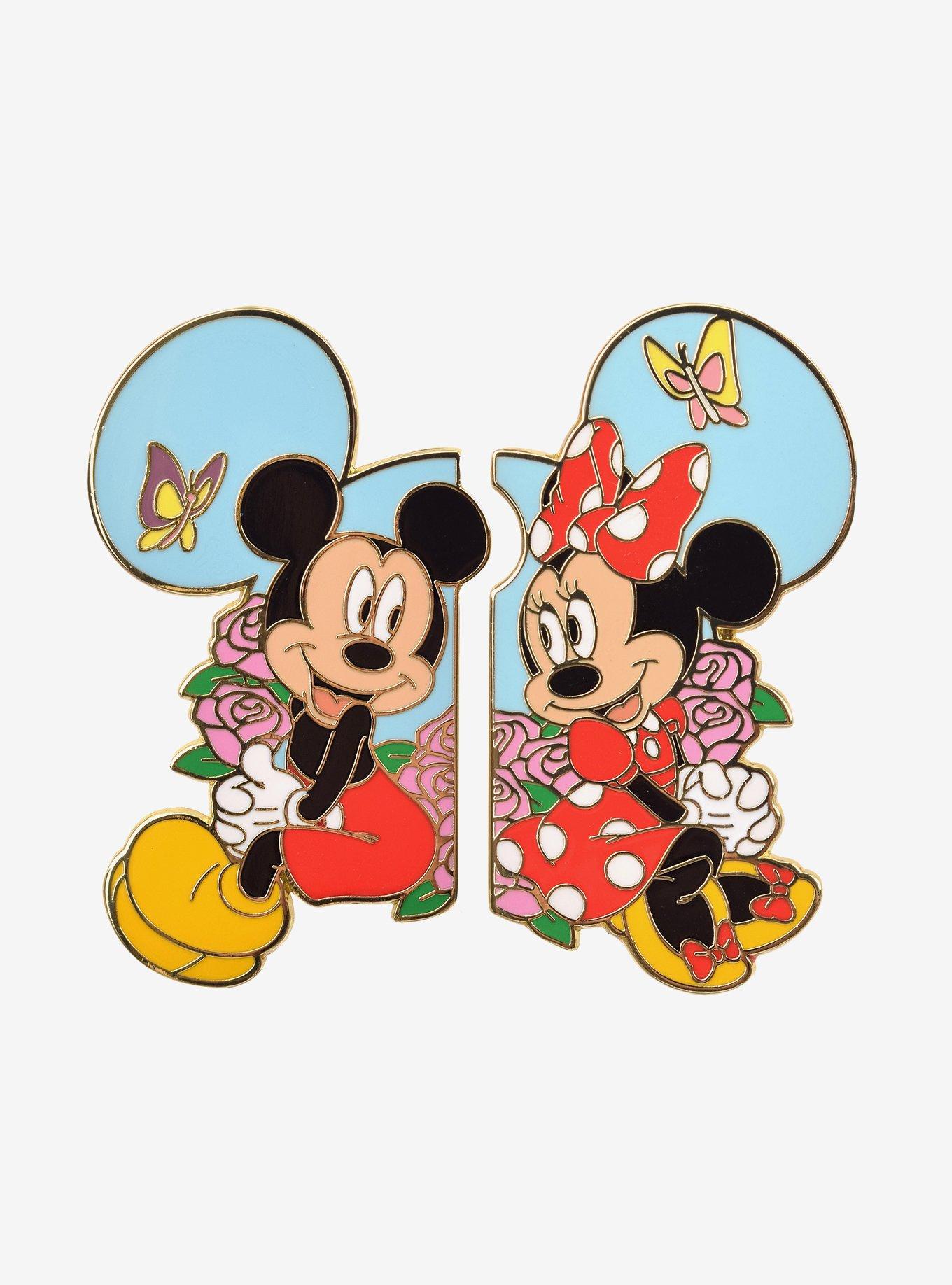 Disney Mickey & Minnie Mouse Floral Enamel Pin Set - BoxLunch Exclusive, , hi-res