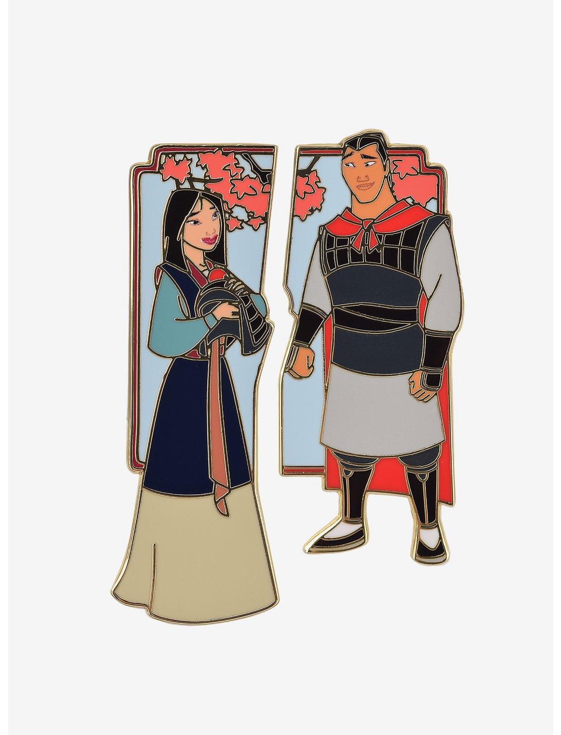Disney Mulan Li Shang & Mulan Portrait Enamel Pin Set - BoxLunch Exclusive, , hi-res