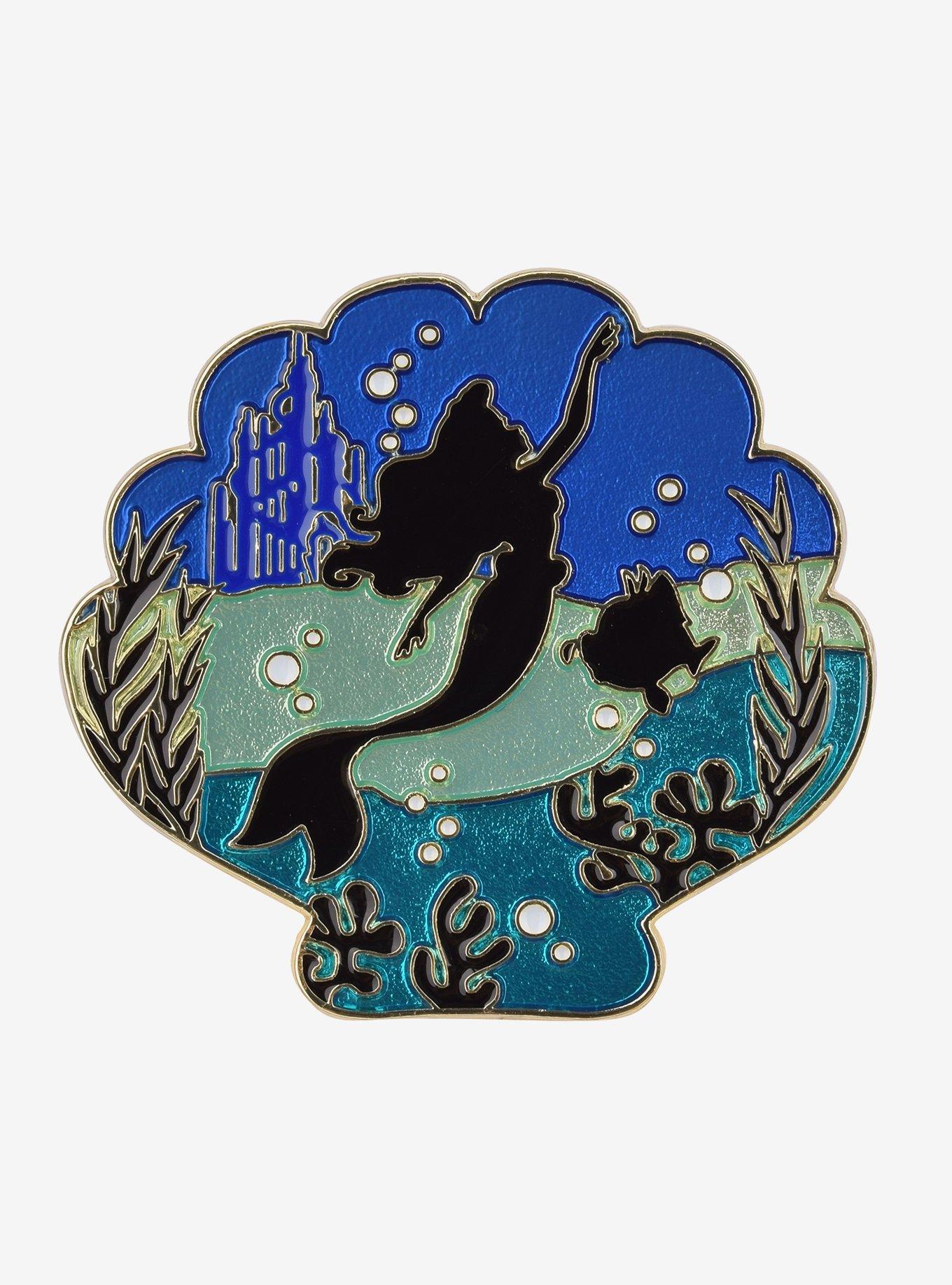 Disney The Little Mermaid Ariel & Flounder Silhouette Glitter Enamel Pin - BoxLunch Exclusive