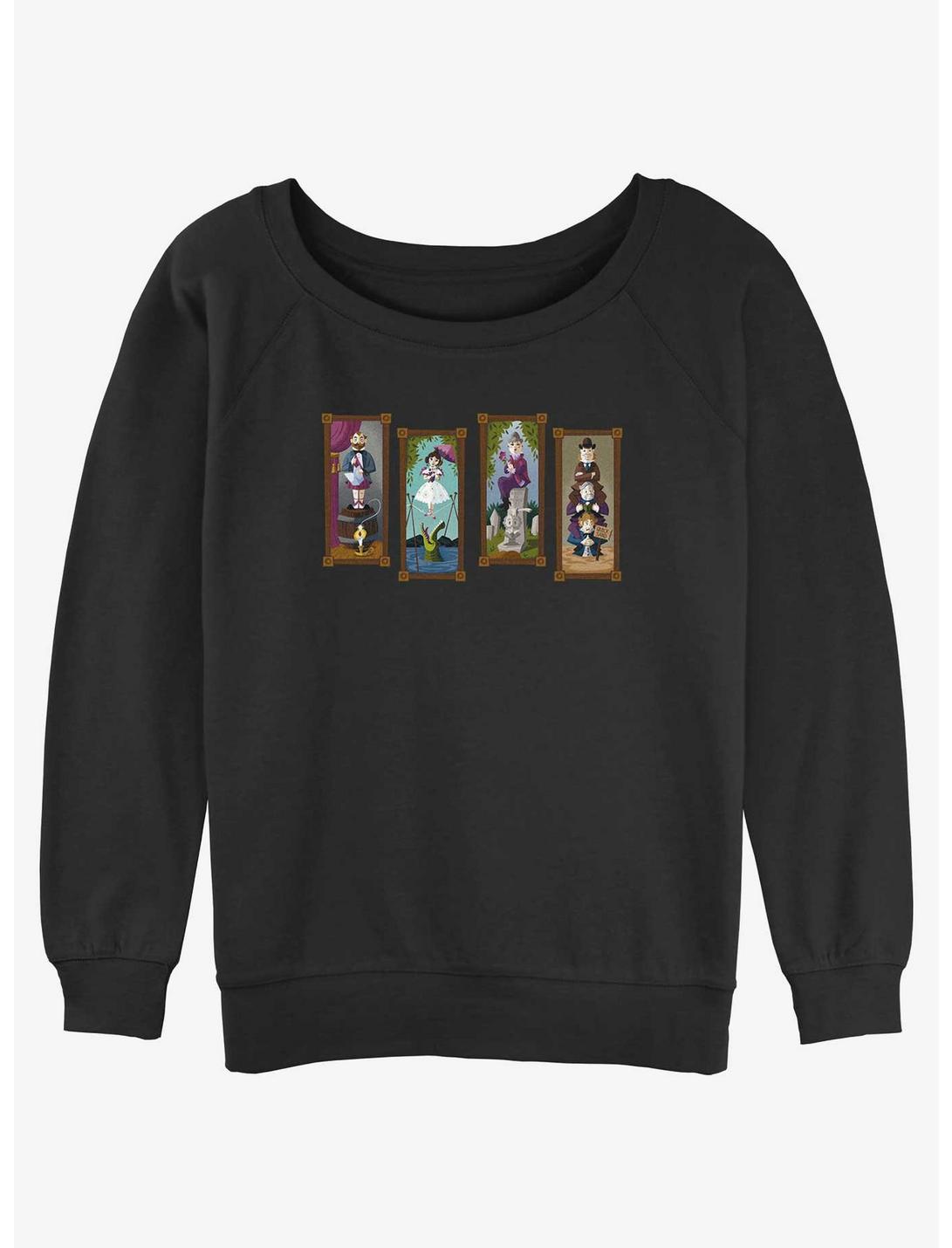 Disney The Haunted Mansion Characters Stretching Portraits Womens Slouchy Sweatshirt, BLACK, hi-res