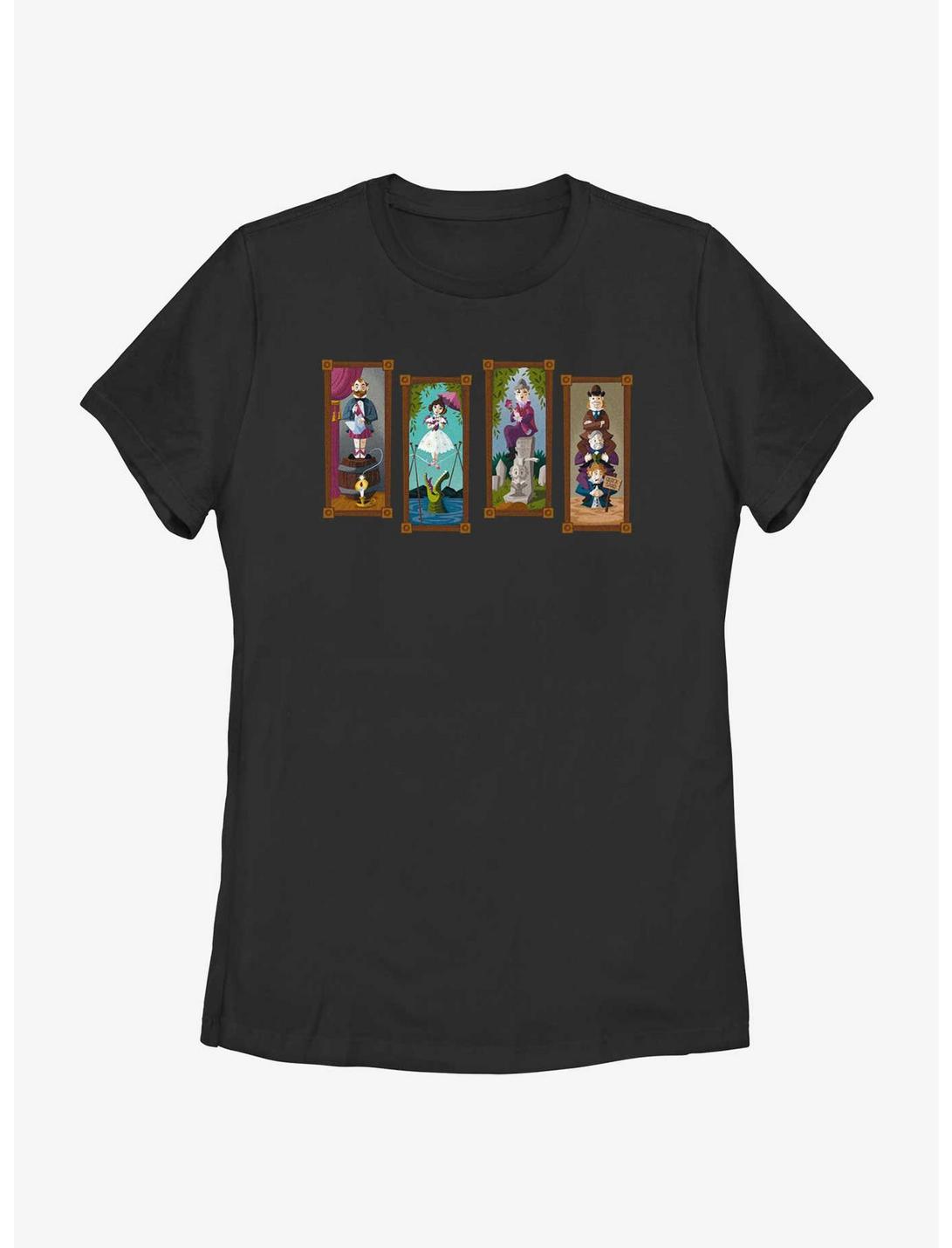 Disney The Haunted Mansion Characters Stretching Portraits Womens T-Shirt, BLACK, hi-res