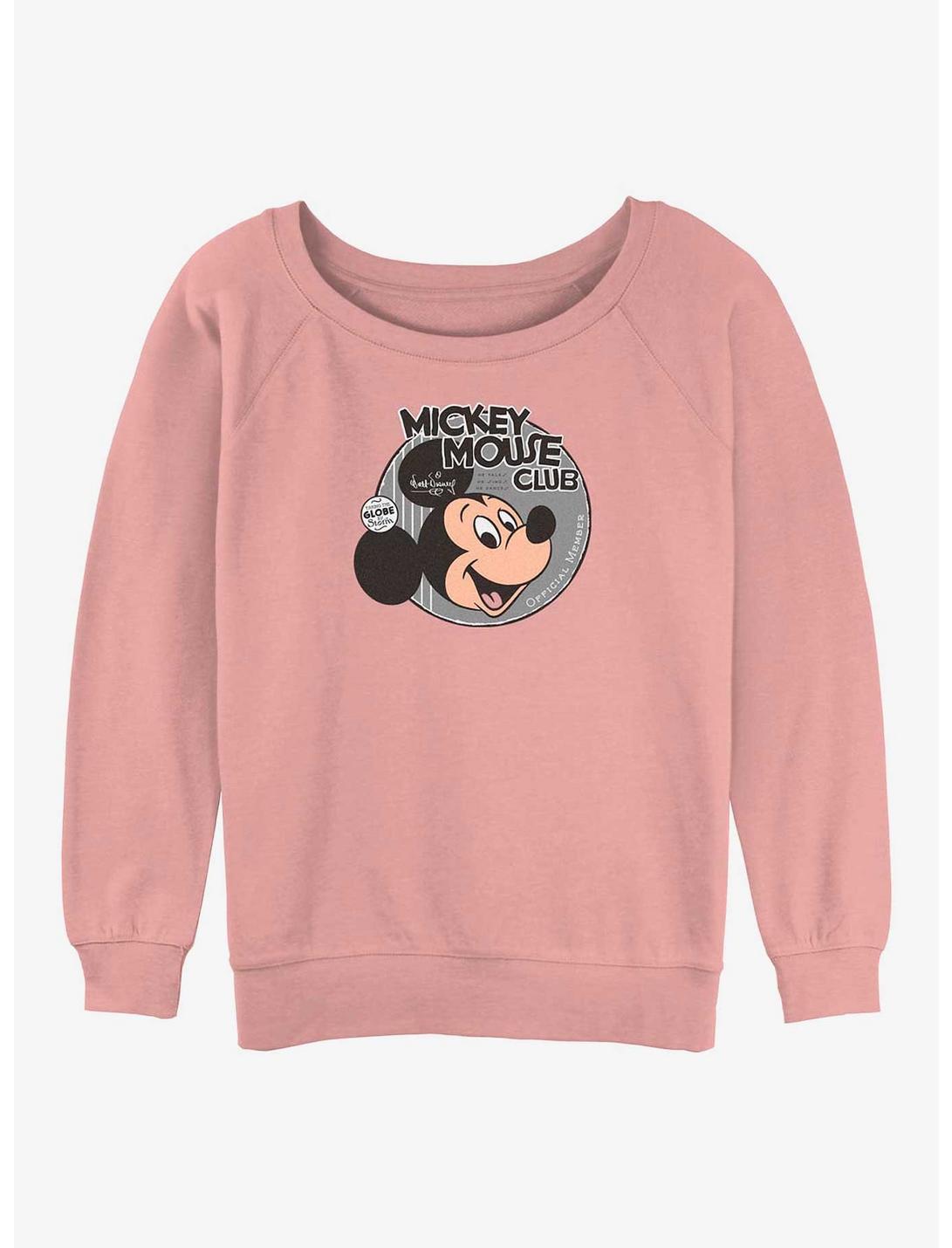 Disney 100 Mickey Mouse Circle Badge Womens Slouchy Sweatshirt, DESERTPNK, hi-res