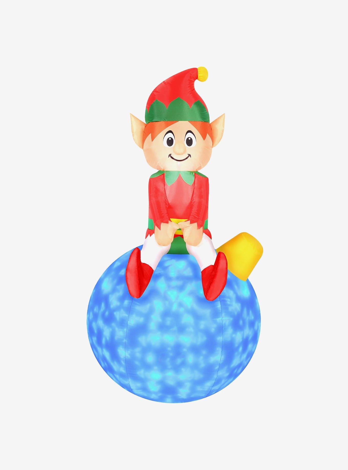 Elf on Ornament Swirling Lights Airblown, , hi-res
