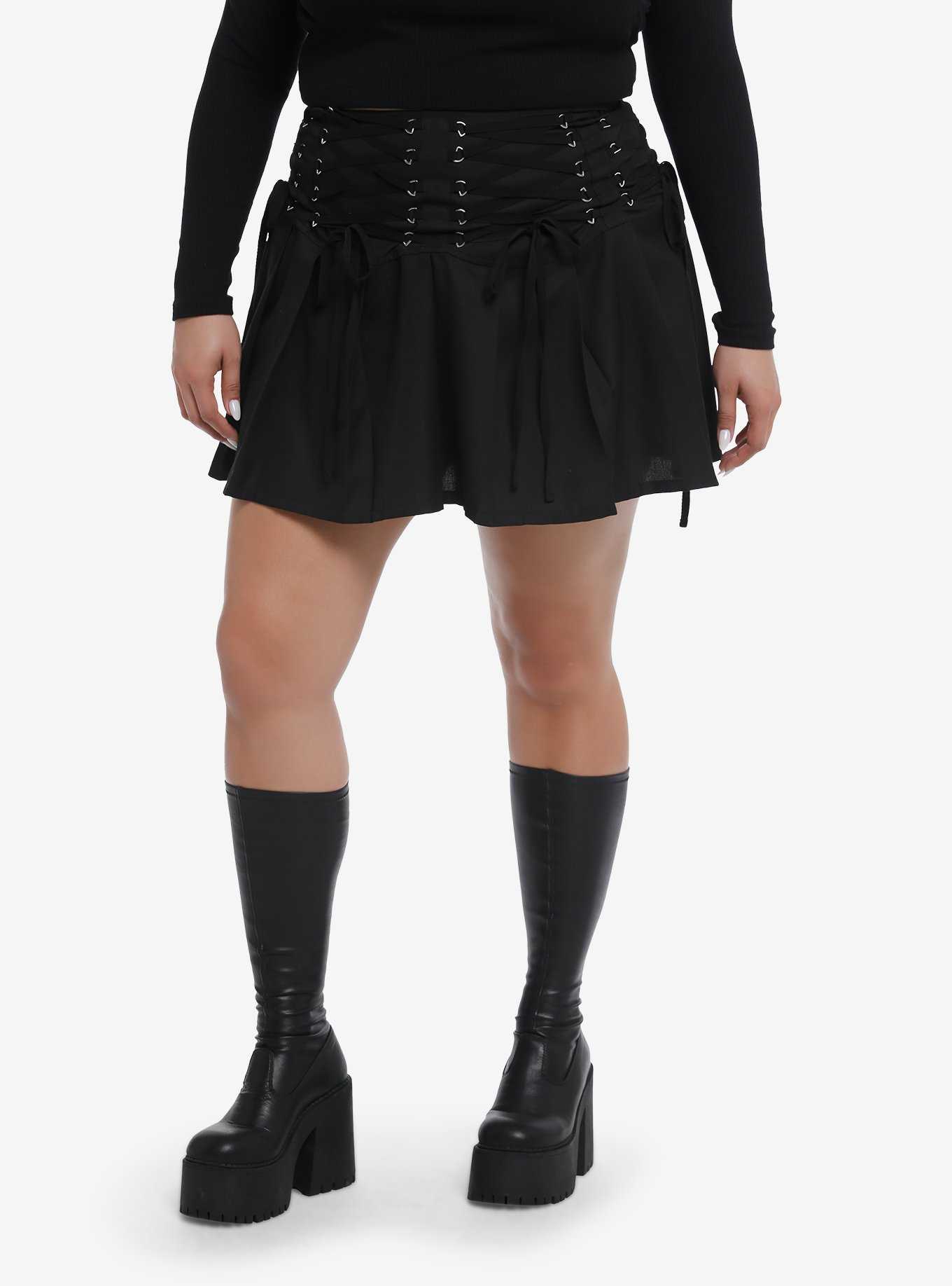 Pleated lace outlet up mini skirt