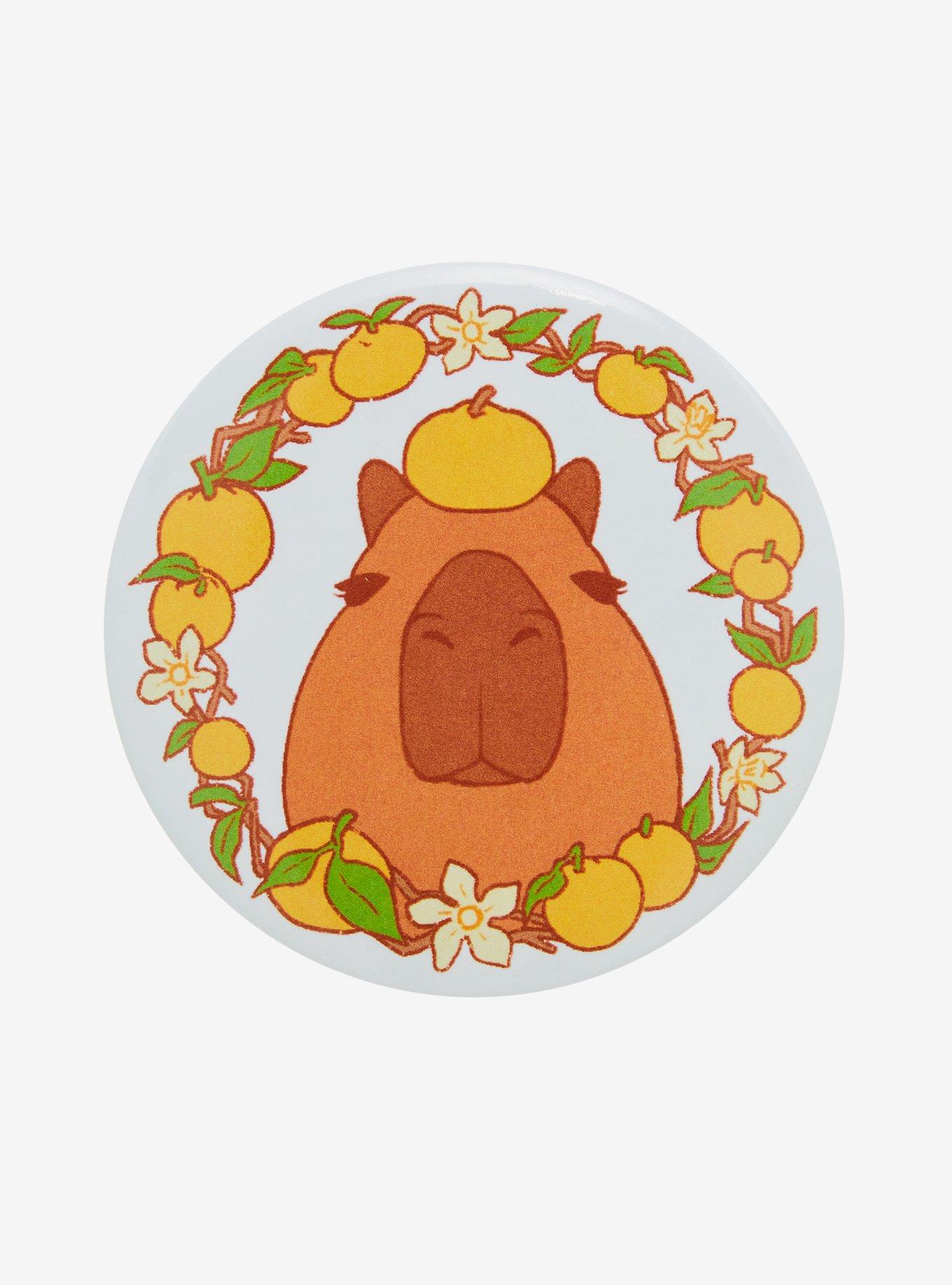 Capybara Orange 3 Inch Button, , hi-res