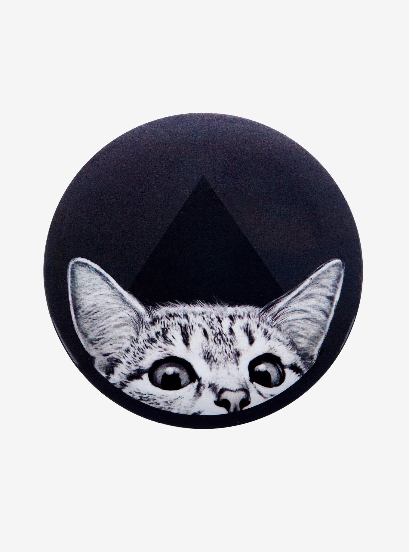 Cat Peeking 3 Inch Button, , hi-res