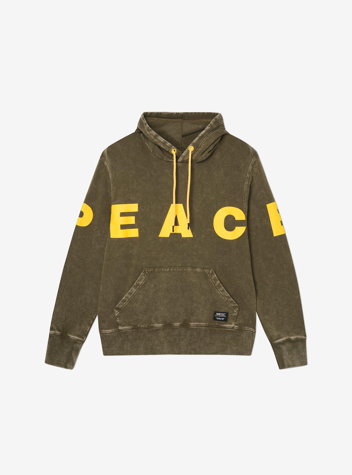 WeSC 90's Mike Peace-Love Hoodie, OLIVE, hi-res
