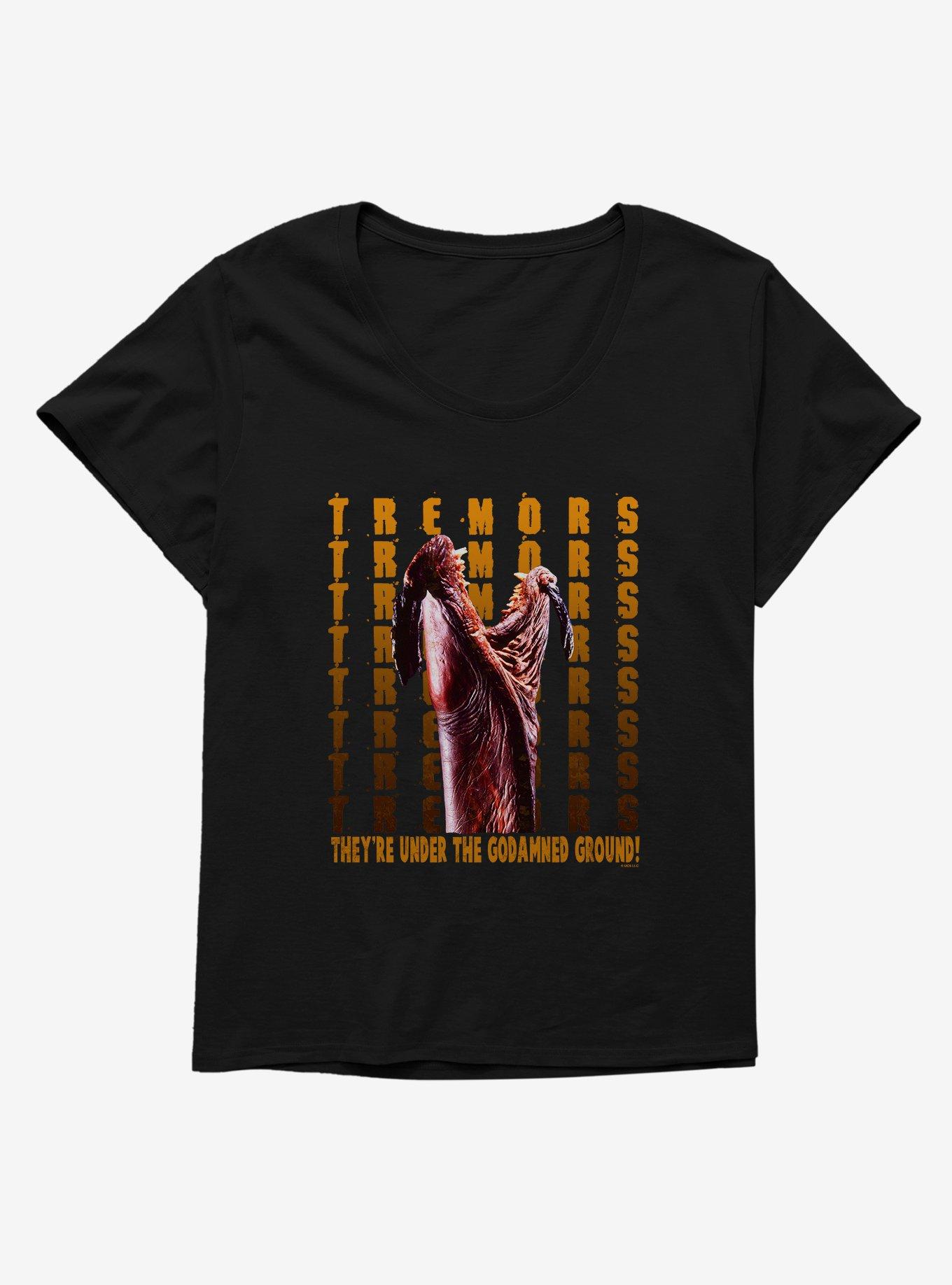Tremors They're Under The Godamned Ground! Womens T-Shirt Plus Size, BLACK, hi-res