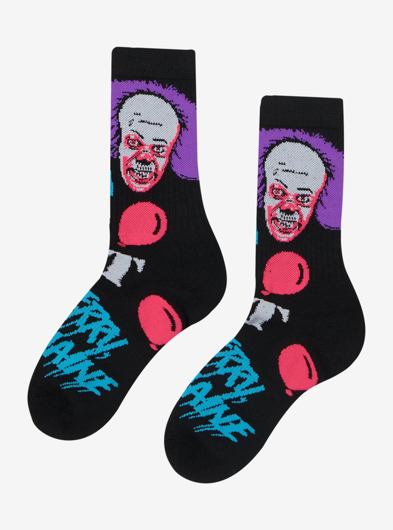 IT Neon Pennywise Black Light Crew Socks, , hi-res