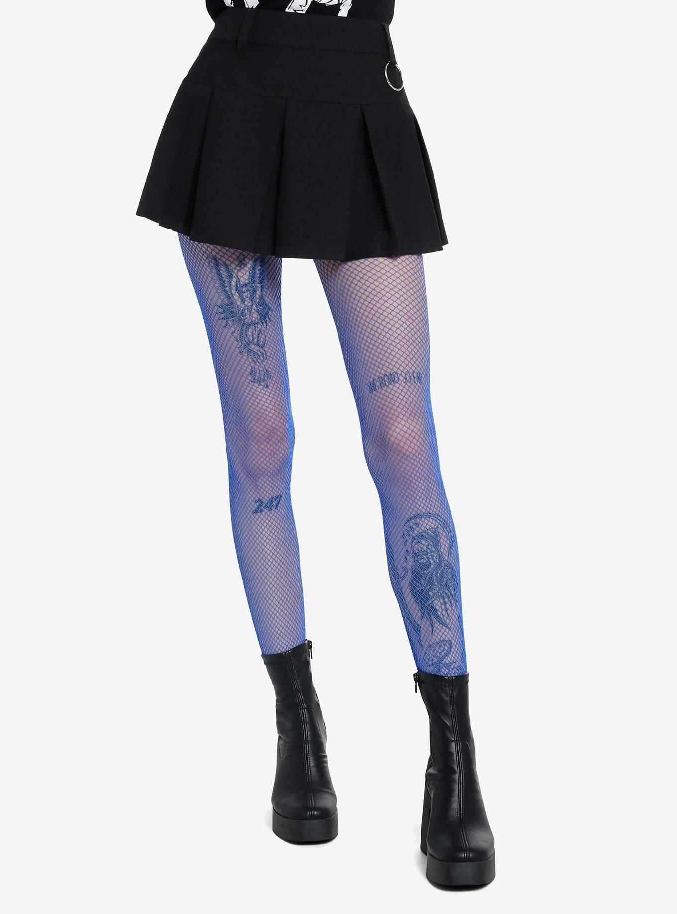 Baby blue fishnet shops tights