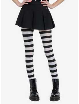 Leg Avenue Black & White Stripe Tights, , hi-res