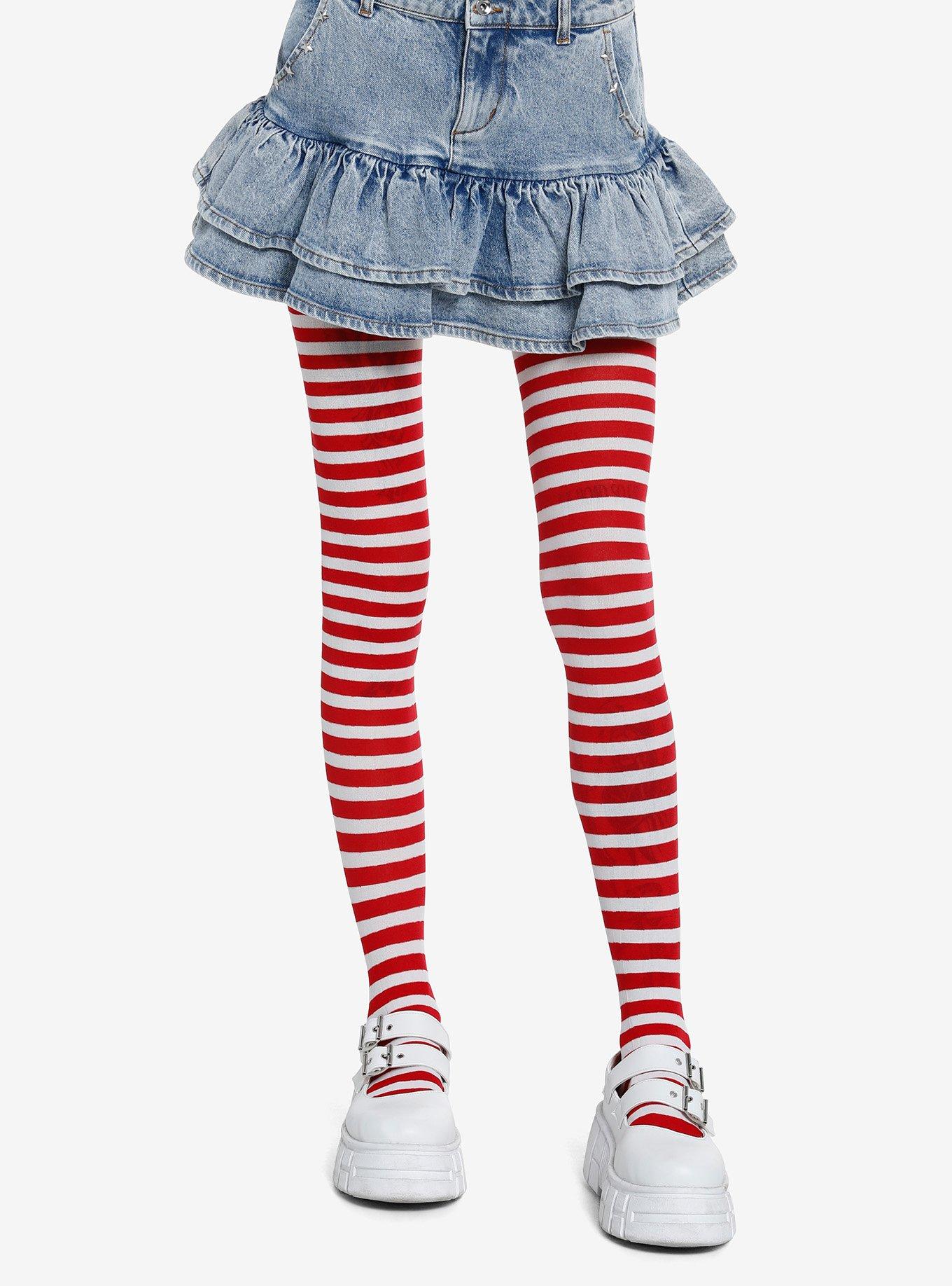  Red And White Striped Leggings