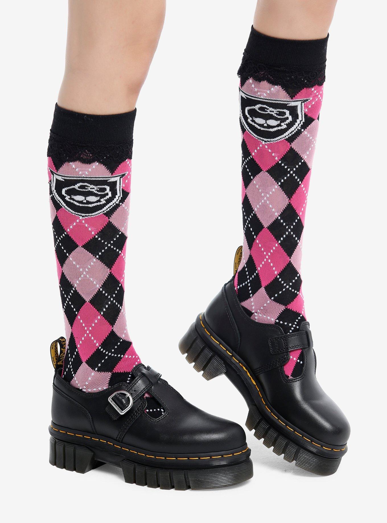 Monster High Lace Argyle Knee-High Socks, , hi-res