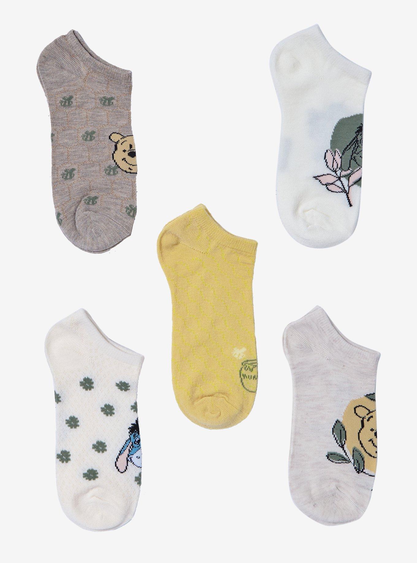 Disney Winnie The Pooh Soft Floral No-Show Socks 5 Pair, , hi-res