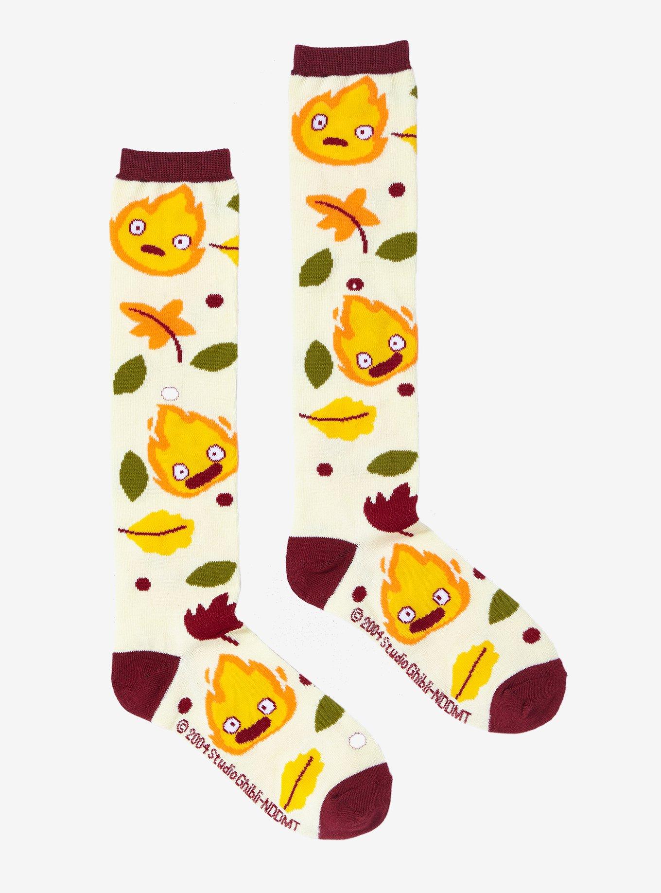 Studio Ghibli Howl's Moving Castle Calcifer Leaf Knee-High Socks, , hi-res