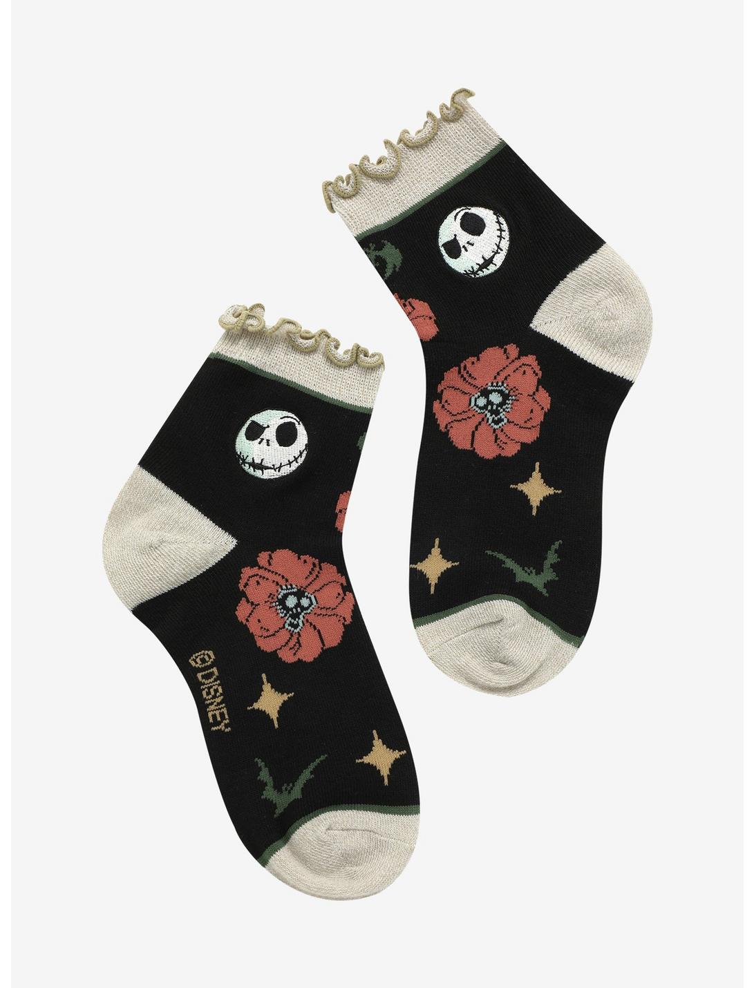 The Nightmare Before Christmas Floral Ruffle Ankle Socks, , hi-res